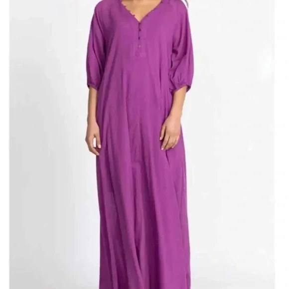 johnny was purple dress Calme Johnny Was Purple Tunic Dress Size M Half Sleeve V Neck Boho